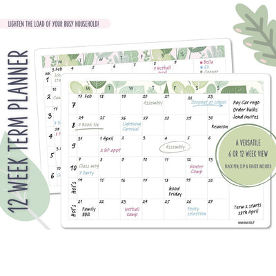 TERM PLANNER - 6 WEEK VIEW Lush Leaves Mint