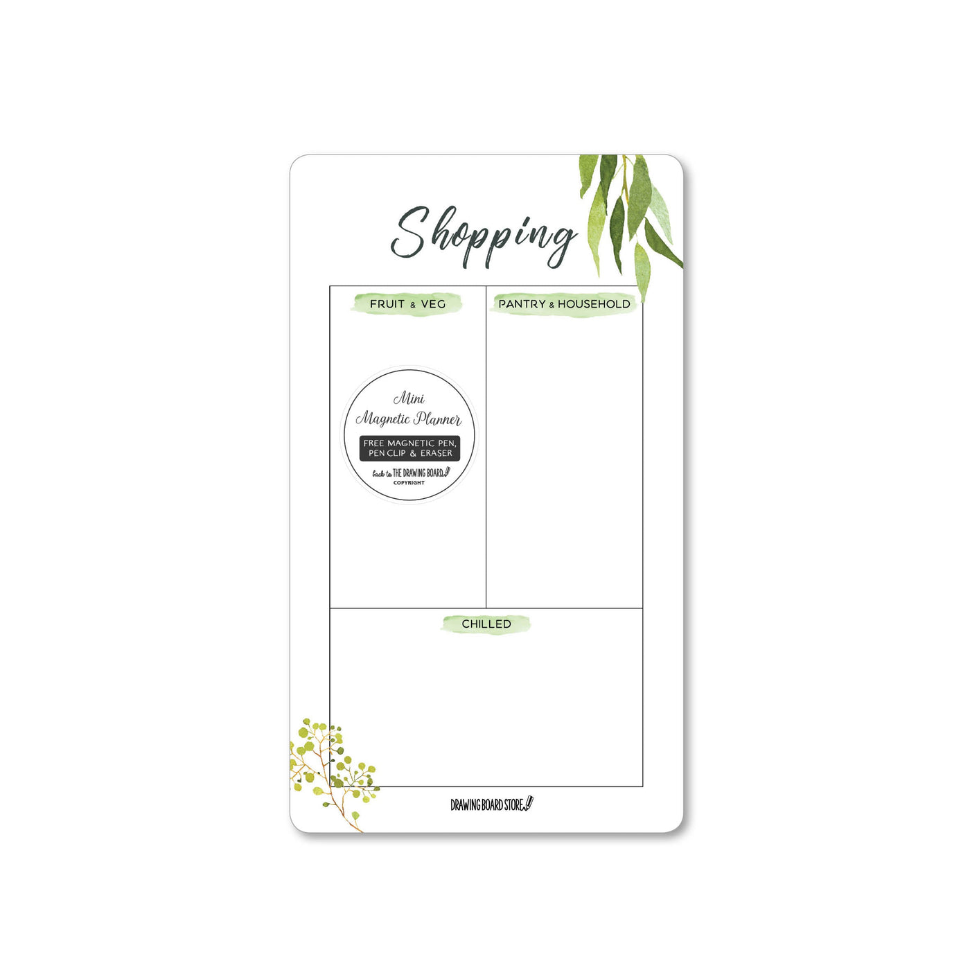 StylishMagneticFridgePlannerCalenderReusableWhiteboardEucalyptusSmallMiniShopping|Drawingboardstore